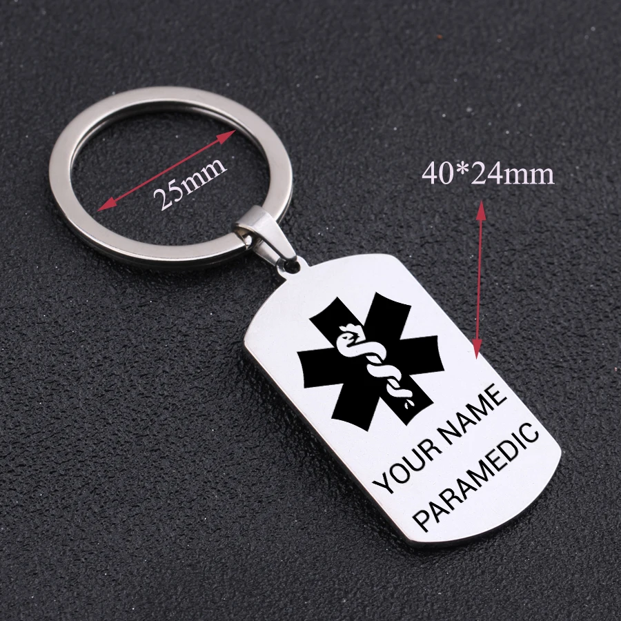 

Keychain Name Private Customized Jewelry Medical Staff Nurse Graduation Gift Fashion Car Keyring Engraved "Paramedic"