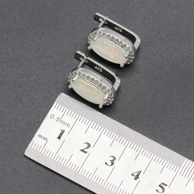 Овальный австралийский опал, 925 пробы, серебряные ювелирные наборы, синий, белый, розовый цвета, для женщин, серьги-кольца, ожерелье, подвеска, кольцо