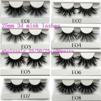 Mikiwi 25mm Mink False Eyelashes 25/50/75/100 pc Wholesale 3D Mink Lashes big white tray  Label Makeup Dramatic Long Mink Lashes 1