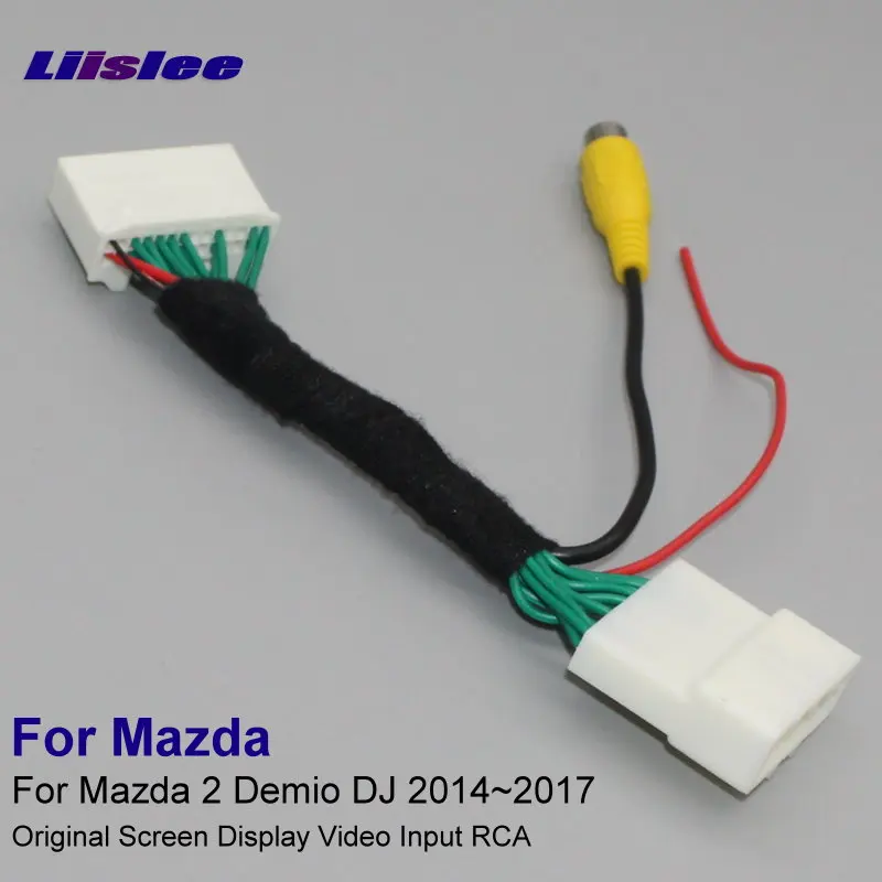 Автомобильный RCA адаптер Соединительный кабель для Mazda 2 Demio DJ 2014 ~ 2017 камера