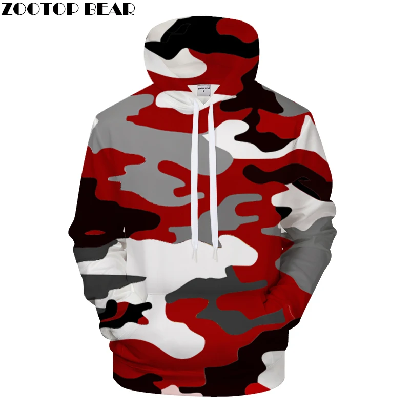 Red camouflage Clothing Printed hoodies Men Women hoodie Brand Sweatshirts Top Funny Streetwear ...