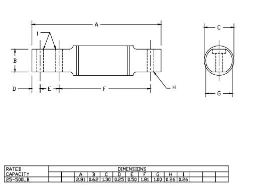CG-60040 - 150lb Stainless Steel Single Ended Beam Load Cell drawing