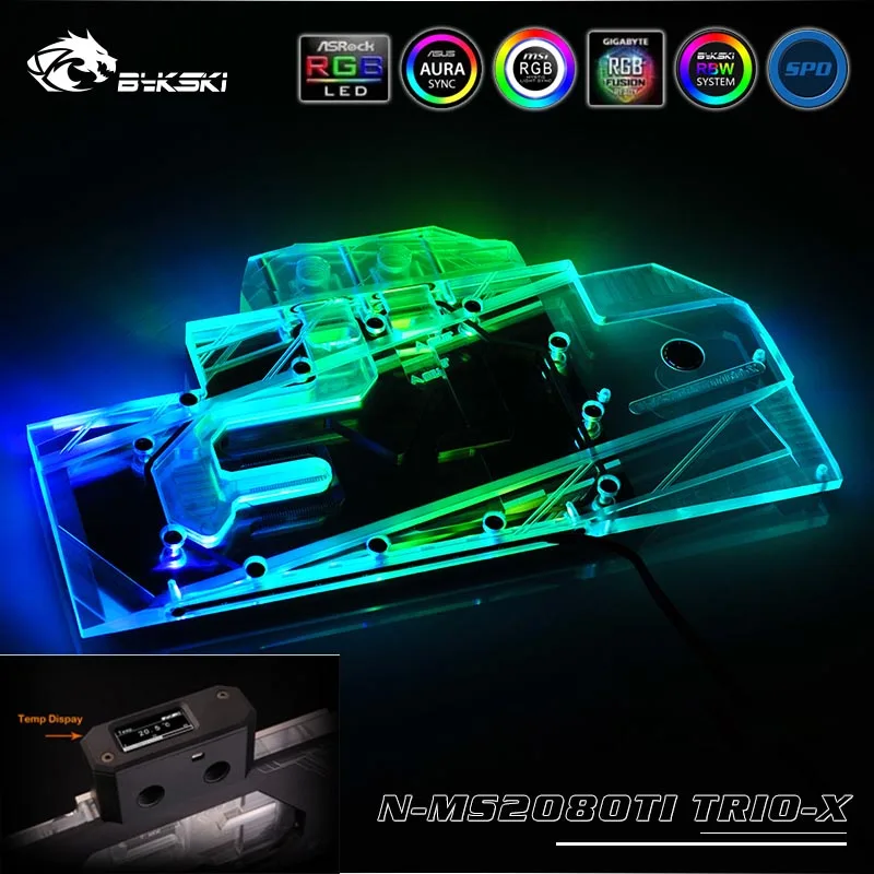 

Bykski N-MS2080TI TRIO-X GPU/VGA Full Cover Water Cooling Block With LED Light kits for MSI GeForce RTX 2080 Ti Gaming X Trio