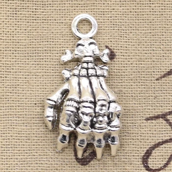 

4pcs Charms Skeleton Hand 38x21mm Antique Silver Color Plated Pendants Making DIY Handmade Tibetan Silver Color Finding Jewelry