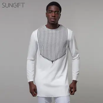 

SUNGIFT African Male Top Traditional Clothing Long Sleeve Dashiki Round Collar Men Top Casual Wear Tribal Print Fall Seasons