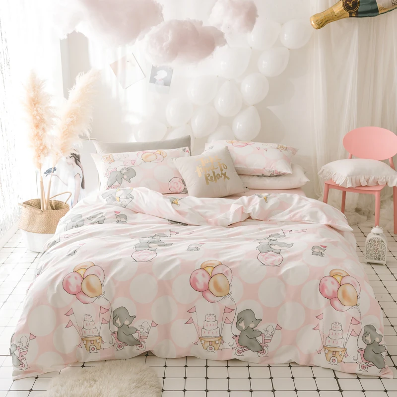 100 Cotton Beautiful Cartoon Elephant Pattern Duvet Cover Cozy
