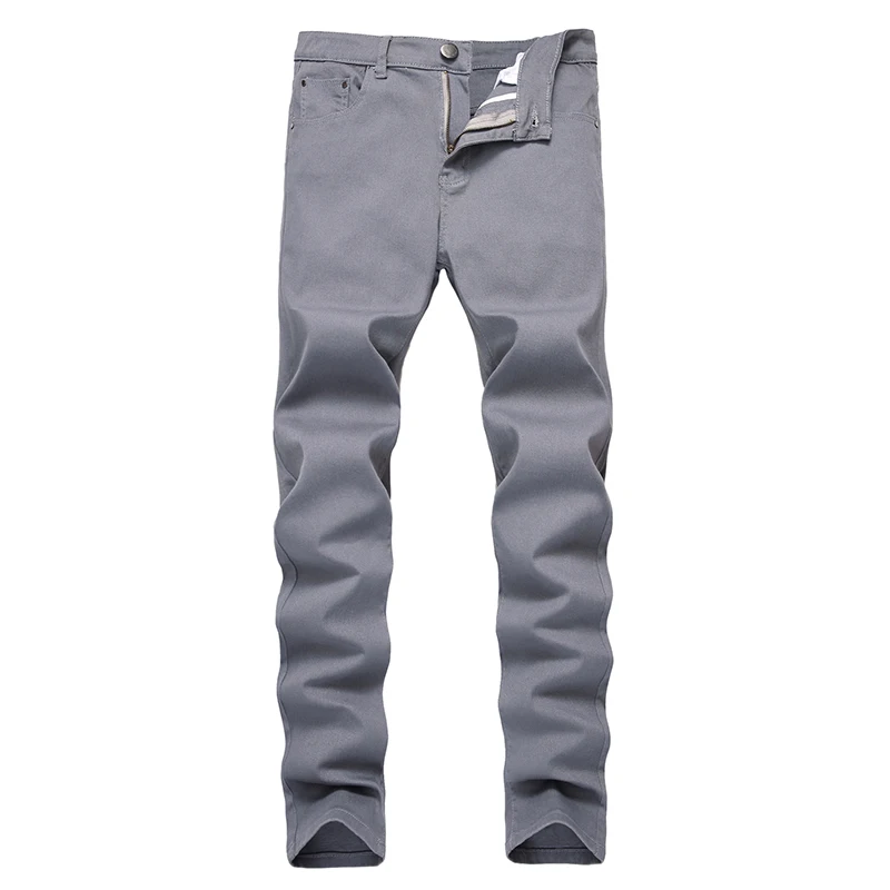 Silentsea джинсы Мужские Молодежные трендовые тонкие Стрейчевые вымытые серые брюки Премиум эластичные хлопковые модные джинсы размера плюс 28-42 - Цвет: Dark gray