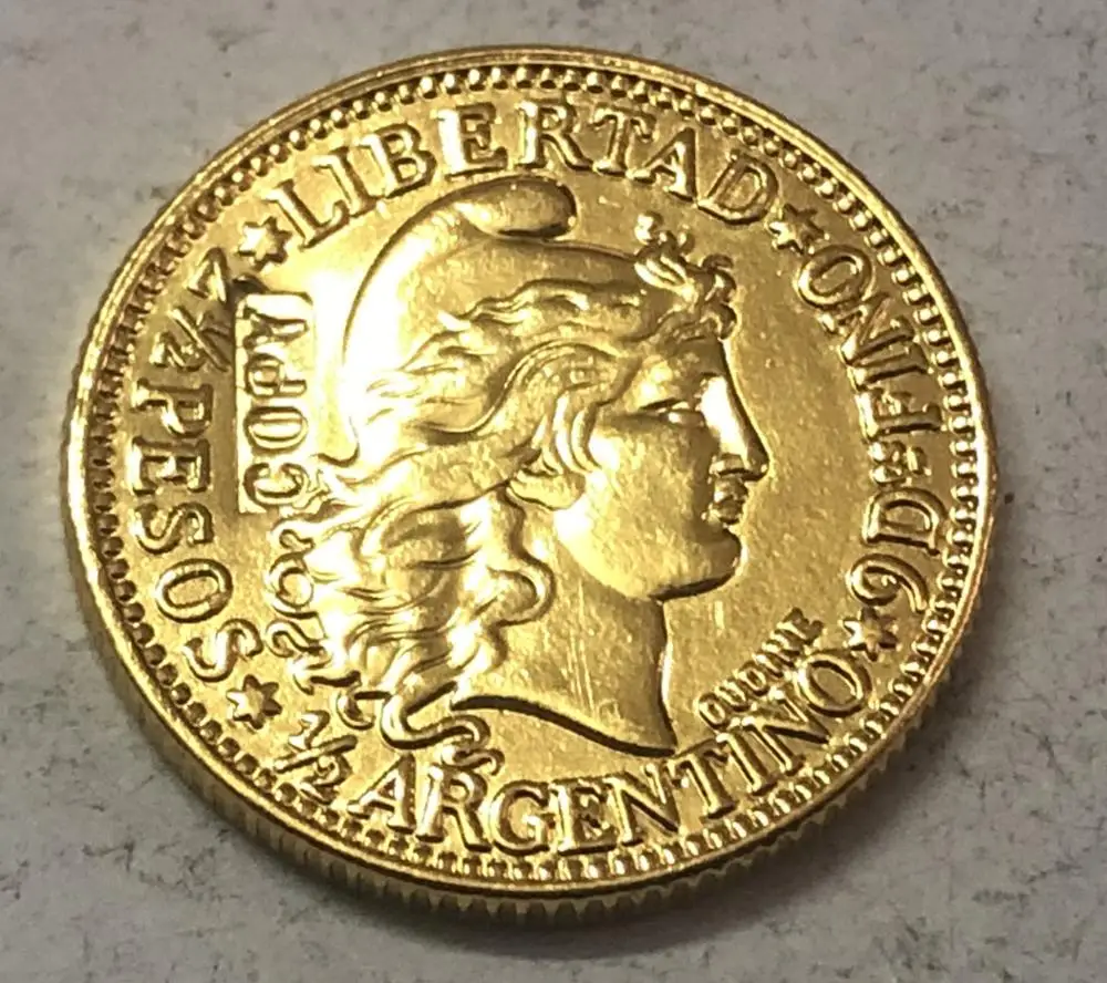 1884 Argentina 2.5 Pesos/1/2 Argentino Oro Copia Coin 19 Millimetri