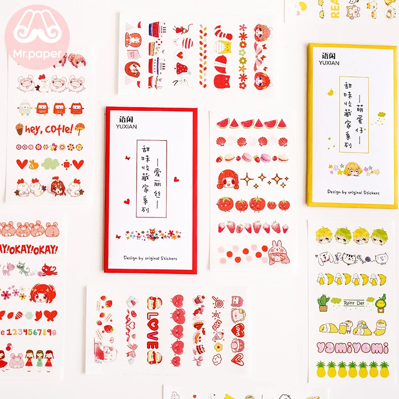 

Mr.paper 10 Designs 6Pcs/set Cute Cartoon Deco Diary Sticker Scrapbooking Bullet Journal Kawaii Decorative Stationery Sticker