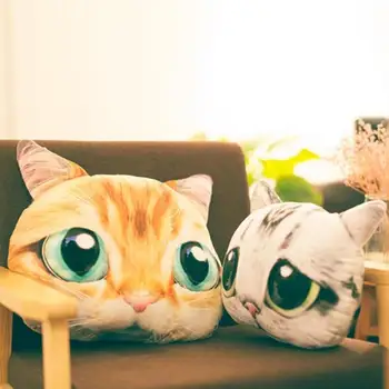 

Cute simulation cat plush pillow Korea funny 3d stereo cat head pillow holding sleeping doll girl gift