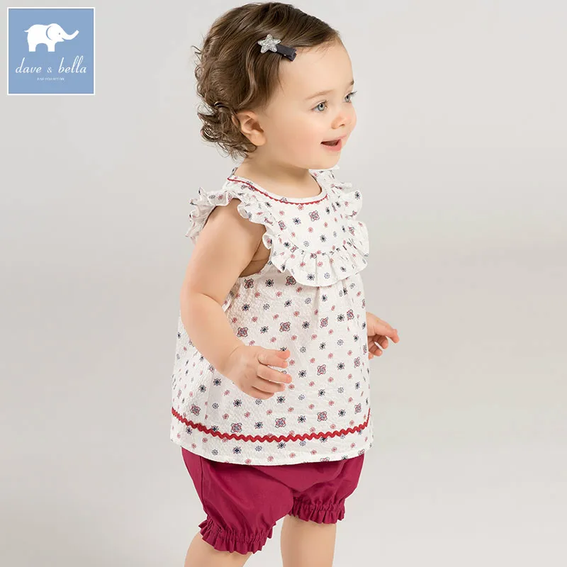 

DBM7591 dave bella summer baby girls floral clothing sets children infant toddler suit kids high quality clothes