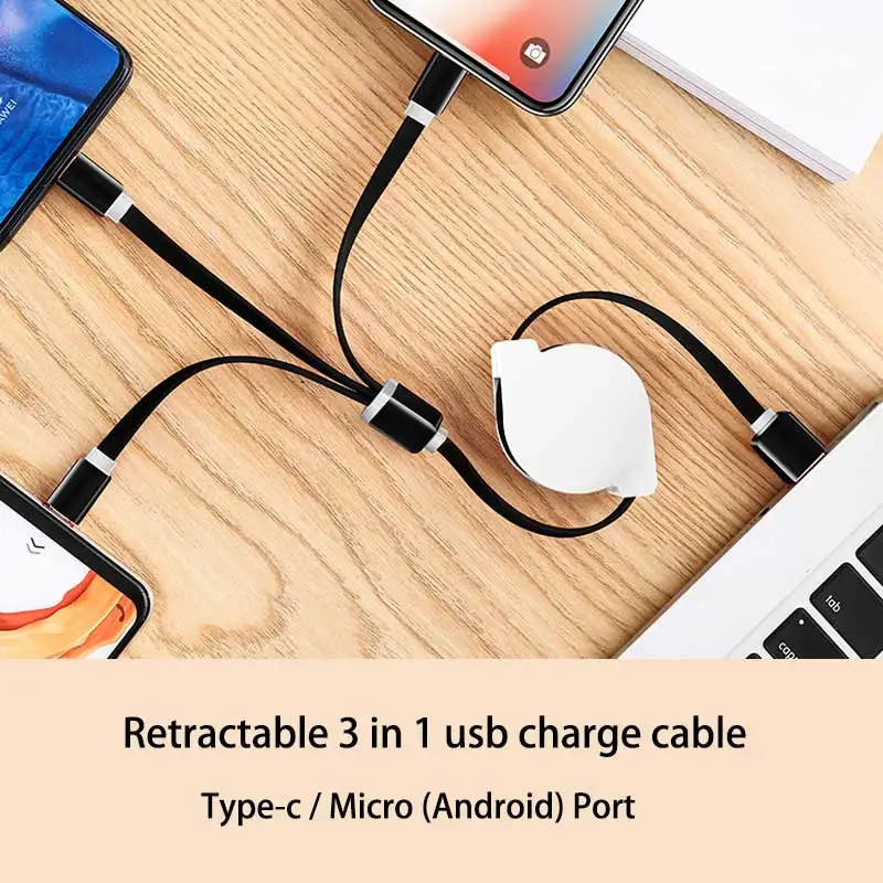 3 в 1 Выдвижной Быстрый зарядный кабель для huawei телефон type-c usb кабель для зарядки для samsung oppo micro usb для redmi oneplus lg