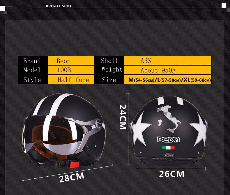 Beon мотоцикл ретро Винтаж 3/4 лицо шлемы capacete мотоцикл точка ECE половина шлемы B-110B