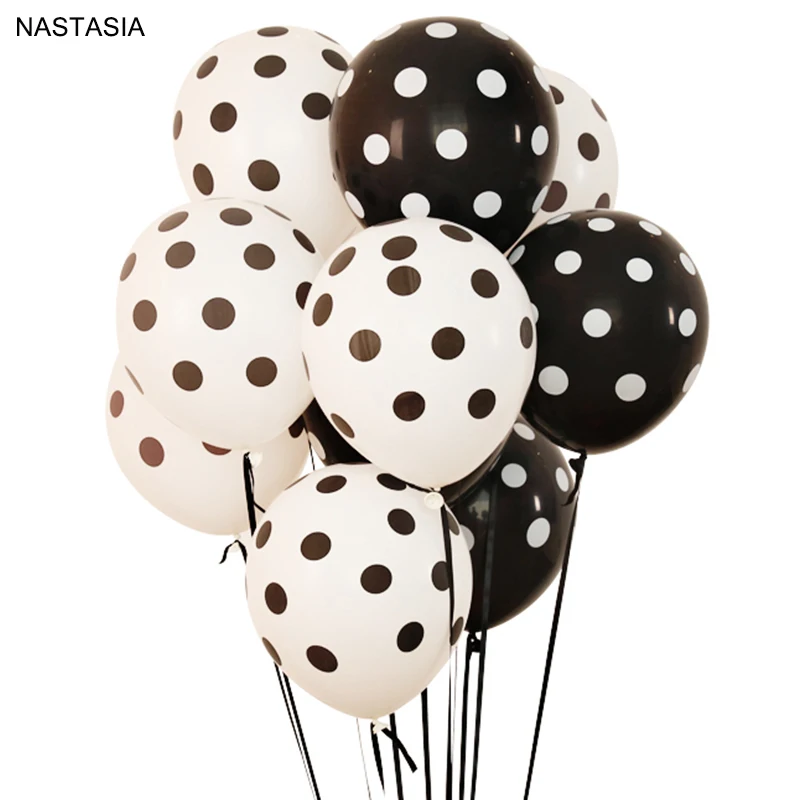 NASTASIA 10 шт./лот белый черный латексный шар с волнистым принтом 12 дюймов 2 8 г
