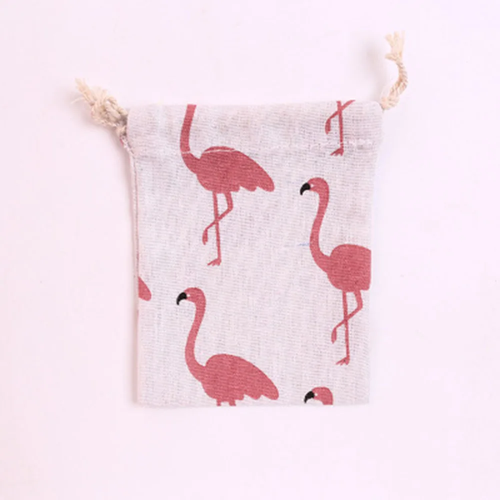 S flamingo 1 шт Фламинго клубника узор ручной работы хлопок Льняная сумка для хранения упаковки сумка для путешествий женская маленькая тканевая сумка - Цвет: S flamingo