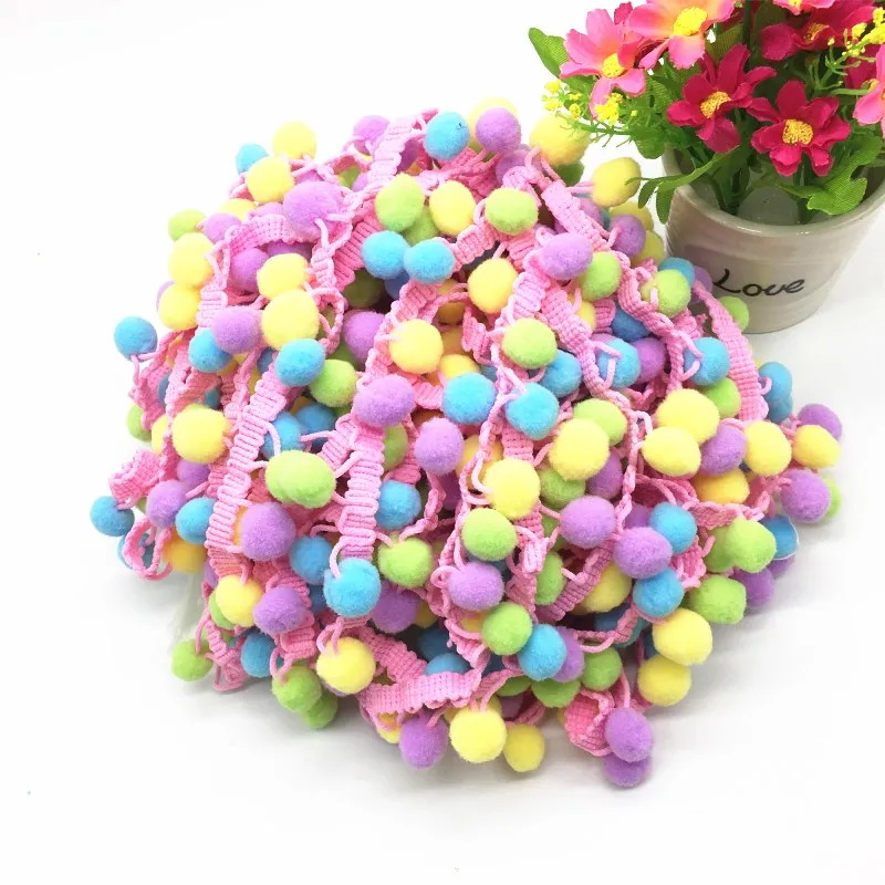 

Rainbow Pompom Fringe Lace Trims Fabric Wedding Party Craft Material Handmade Home Texile Edge Ribbon Garment Accessories 5Yards