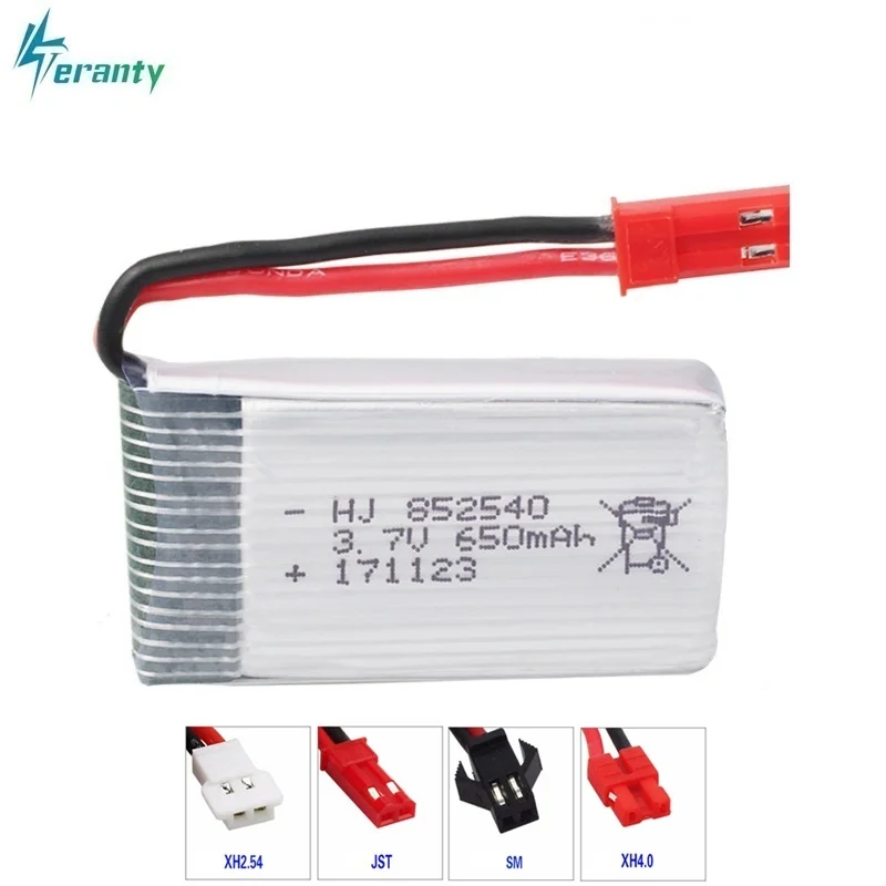 

High Rate 3.7V 650mAH 25c For FY550 HJ818 HJ819 HD1315 K891 Quadrocopter Lipo battery 3.7V 650mAH 852540 Battery for JST Plug