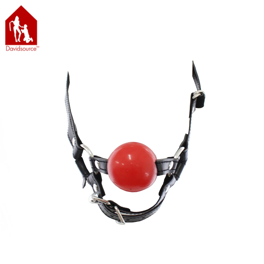 Davidsource Silicone Ball Gag With Chin Lock Leather Belt Pup Shut Up