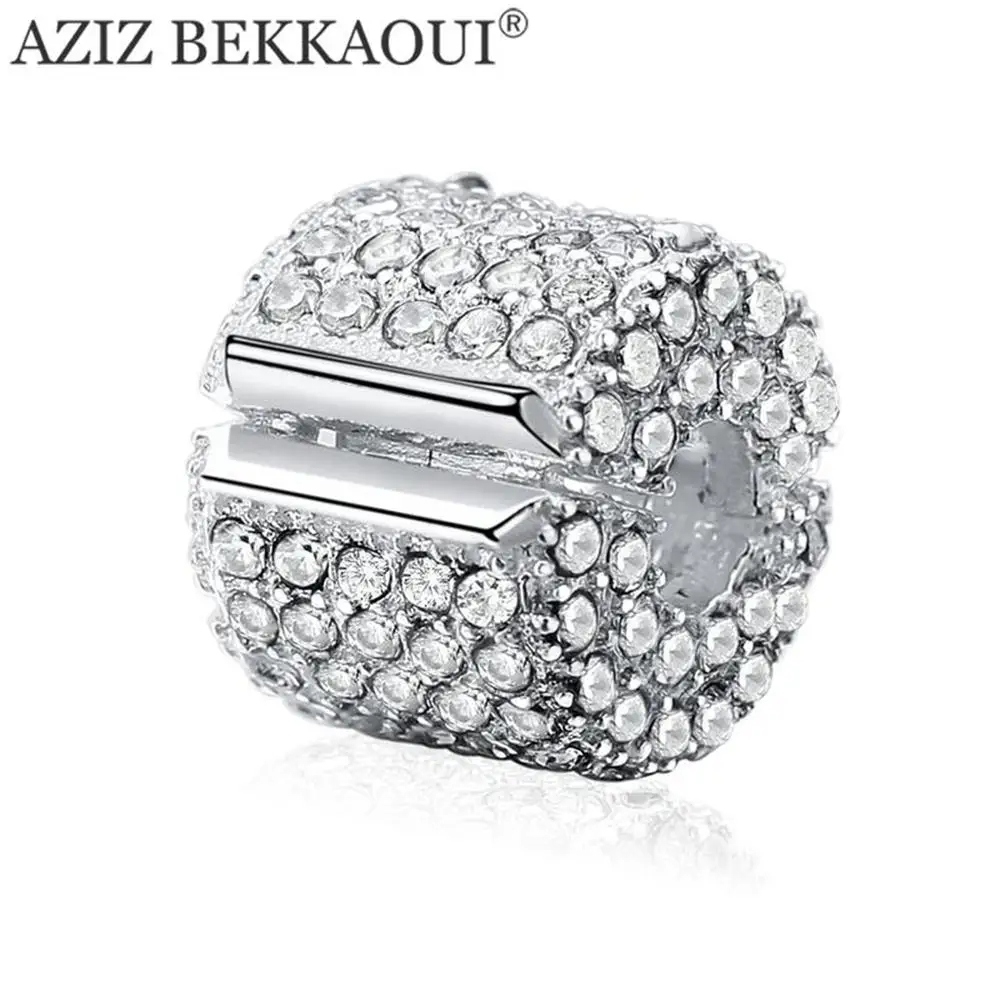 

AZIZ BEKKAOUI Crystal Clip Beads fit DIY Bracelet Clips/Lock Charms Full Clear Crystal Stopper Beads for Jewelry Making