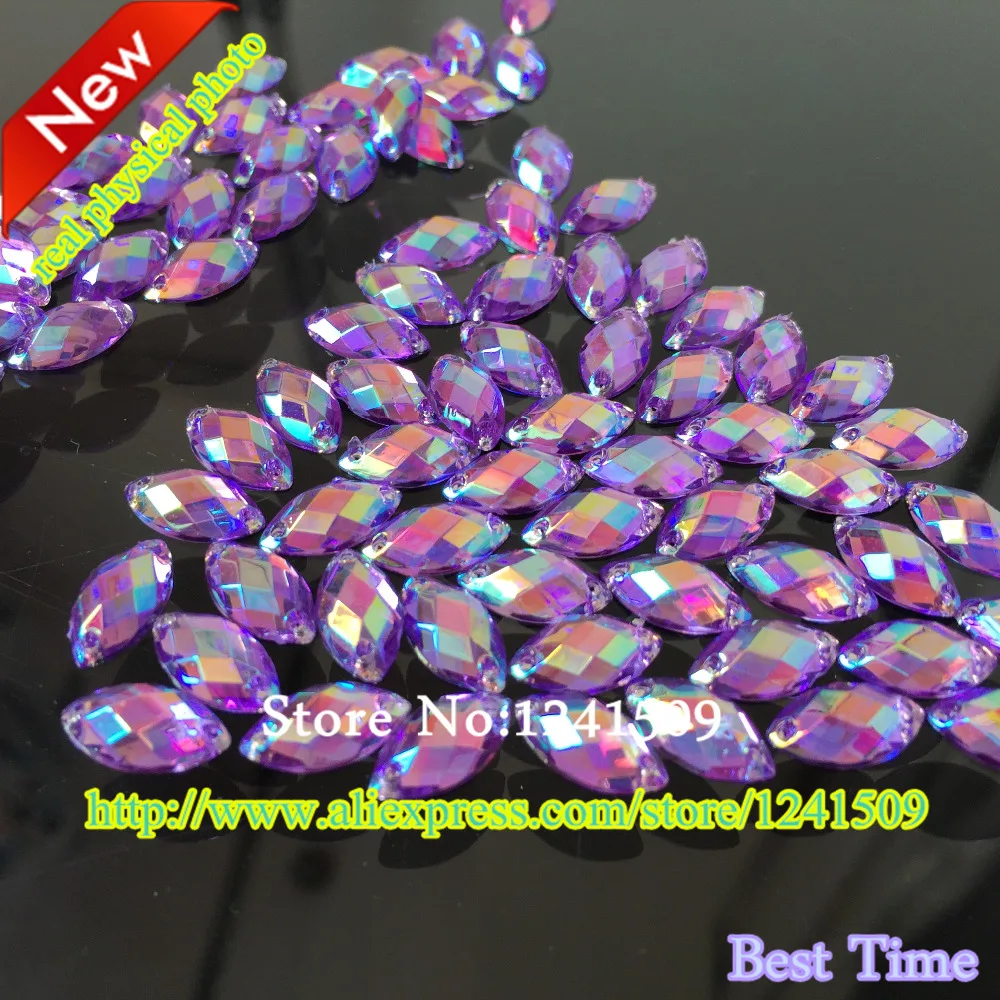 

DIY Rhinestones Loose Bead Hand Sewing 200PCS Light Purple AB Color 12x6mm Marquise Shape For Sew On Acrylic Garment Accessories