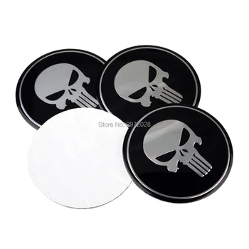 

40 x Car Styling Black Punisher Skull 3D Metal Chrome Aluminium Alloy Wheel Center Cap Stickers Wheel Hub Cap Decals Emblems