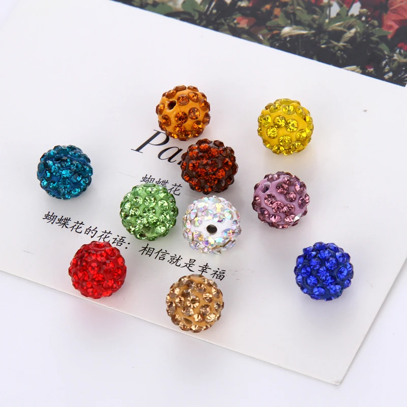 

LNRRABC 20pcs/lot 8mm/10mm Multicolor Round Ball Beads Rhinestones Crystal Spacer Beads For DIY Jewelry Necklace Bracelets