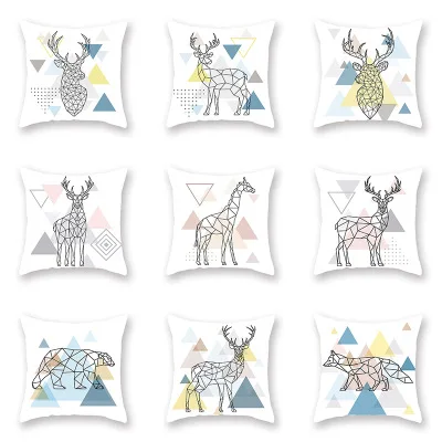 Nordic Подушка с геометрическим рисунком дома декоративные подушки животных Диван Бросьте наволочку Лось медведь Жираф подушка для кресла
