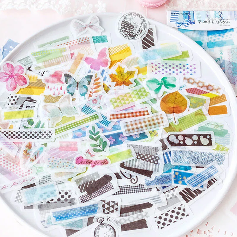

3 Styles Stationery Stickers Fall Geometry Watercolor Travel Stickers Decorations Scrapbooking Bullet Journal Diy Diary Albums