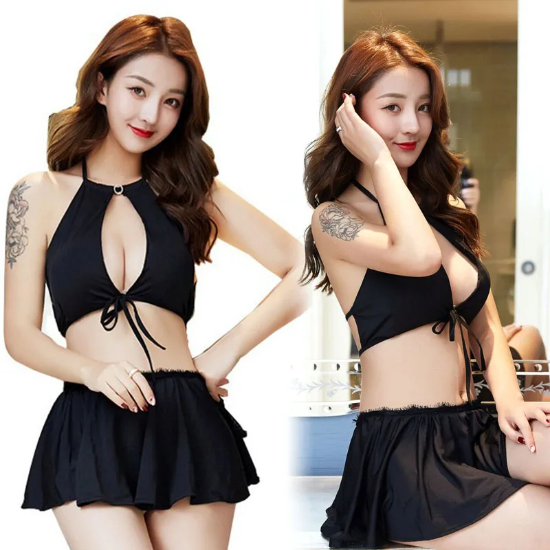 Мини платье с бретельками нижнее белье подвязки сексуальное babydoll Эротическая