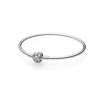 

925 Sterling Silver Pattern of Love Bangle For Women Silver Jewelry Charm Bracelet