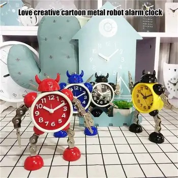 

Desktop Alarm Clock Robot Shaped Metal Clock Gift for Kids Home Decor @LS