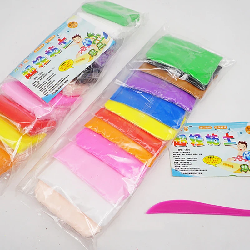

12pcs/Set Light Clay Air Dry Polymer Plasticine Modelling Clay Super Light DIY Soft Creative Handgum Educational Clay Toys