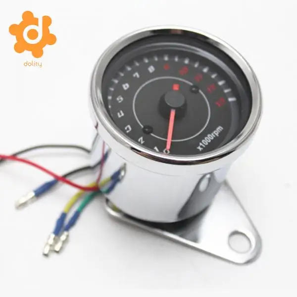 dolity Alloy Motorcycle LED Backlight Digital Tachometer RPM Gauge Dashboard