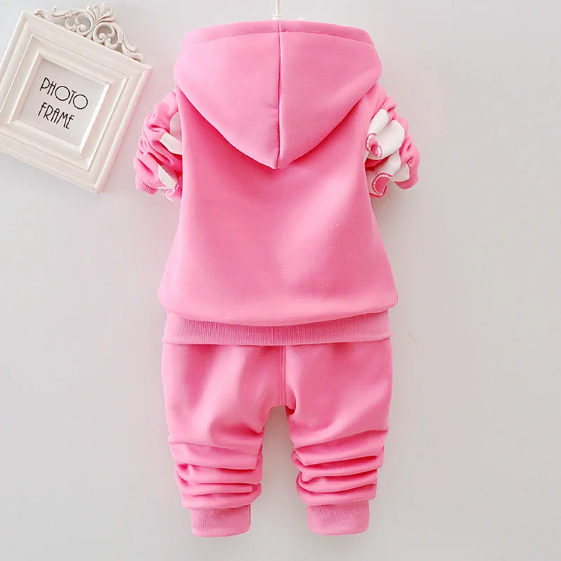 Baby Girl/'s Hello Kitty clothing sets velvet Sport suits hoody jackets+pants