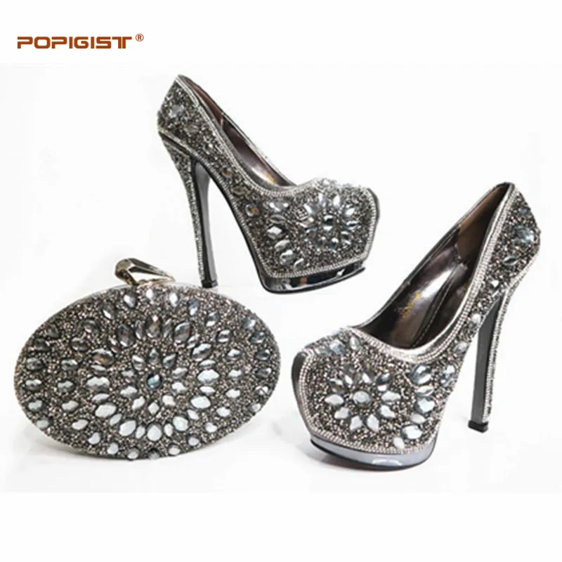 

Grey Color New Arrival Shoes And Bag To Match Italian African Wedding Shoe And Bag Sets High Quality Matching Shoes And Bag Set