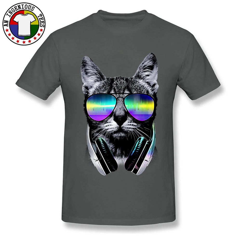 Tops Shirts Top T-shirts Music Lover Cat V.II Summer Autumn Short Sleeve 100% Cotton O Neck Men T Shirts Group 2018 New Fashion Music Lover Cat V.II carbon