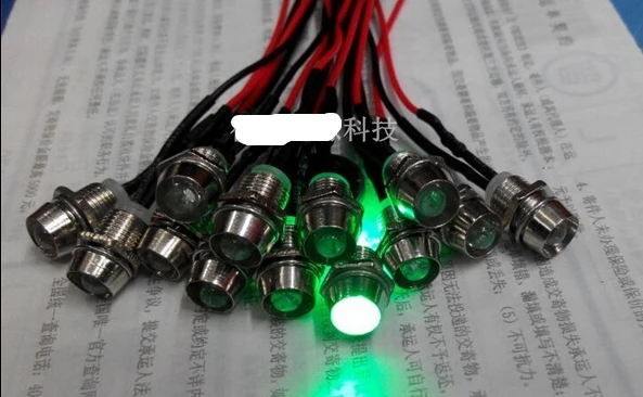 

mix 5mm Green PRE WIRED LED 12 VOLT WITH CHROME BEZEL 2pcs/lot