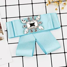 Повседневные тонкие галстуки классические Полиэстеровые тканые модные уникальные искусственные драгоценные камни для девочек Новинка большой бант ошейник с бантиком GiftY420