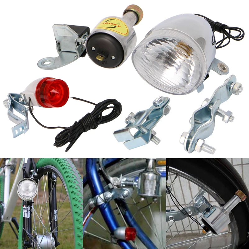  New 2018 arrival Bicycle Motorized Bike Friction Dynamo Generator Head Tail Light With Acessories F