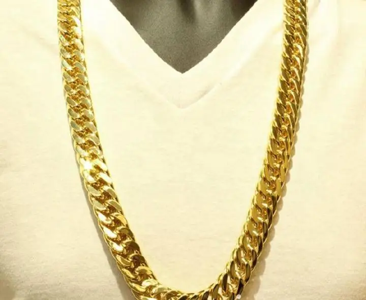Model Thick Chunky Chain 24k Solid Yellow Gold GF Necklace Men 23.6