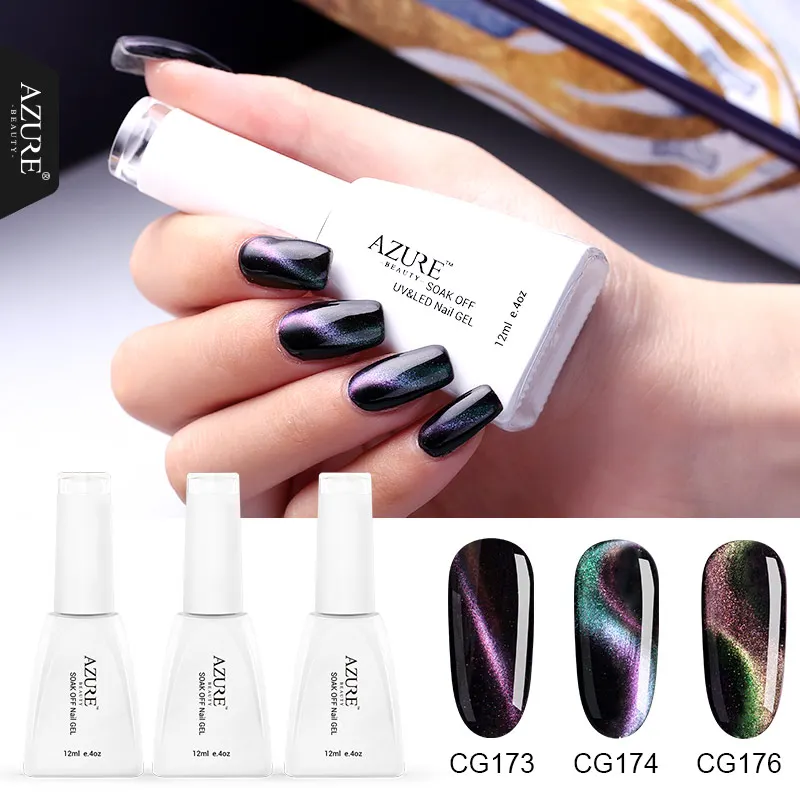 

Azure Beauty 3Pcs/Lot Chameleon Magnet Gel Polish 3D Cat Eyes UV Nail Polish Soak Off Long Lasting Led Gel Nail Varnish Art Set