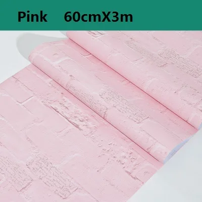 60 см X 300 см виниловые кирпичные самоклеющиеся обои современные буквы водонепроницаемые наклейки на стену спальня общежития магазин украшения - Цвет: Pink