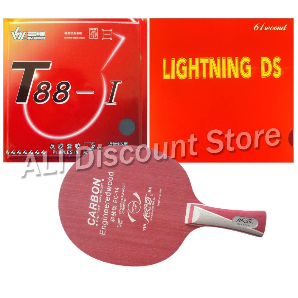 

Galaxy YINHE EC-14 Table Tennis Blade With Sanwei T88-I and Lightning DS Rubber With Sponge for a Racket Long Shakehand FL