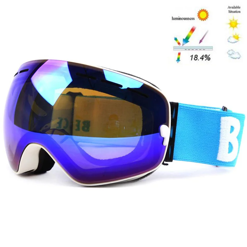 Benice лыжные очки двухслойные UV400 противотуманные сферические лыжные зеркальные очки для катания на лыжах мужские и женские снежные очки 3100+ чехол для объектива