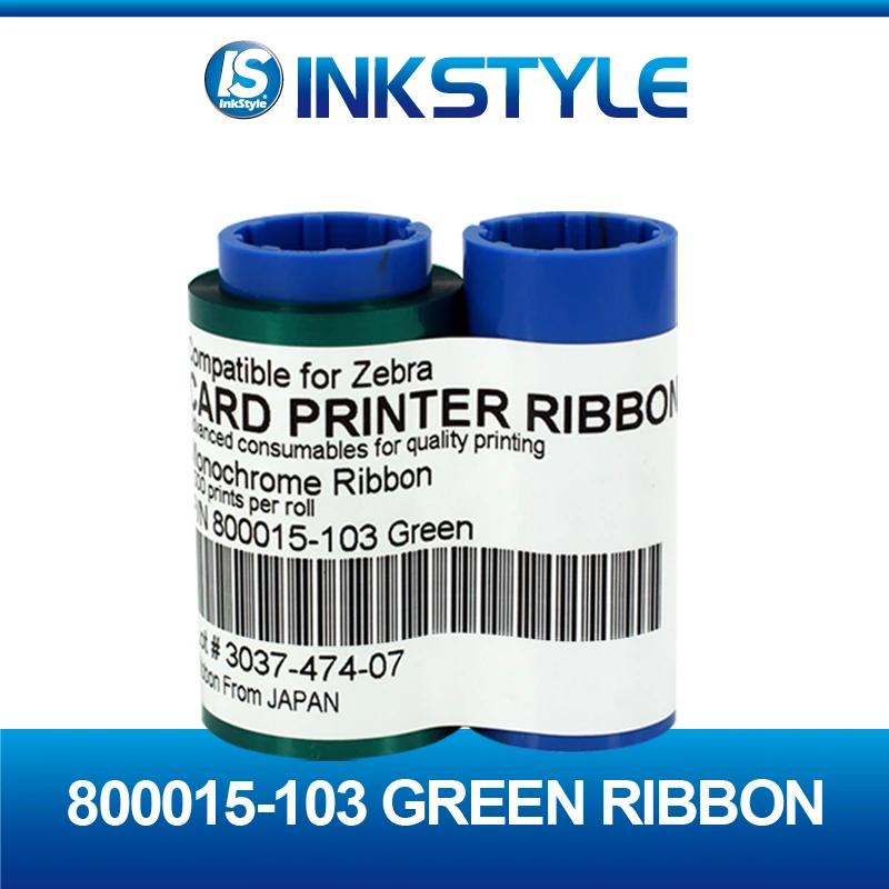 Pack of 10pcs 800015 103 Green Ribbon 1000prints for Zebra P330i P420i