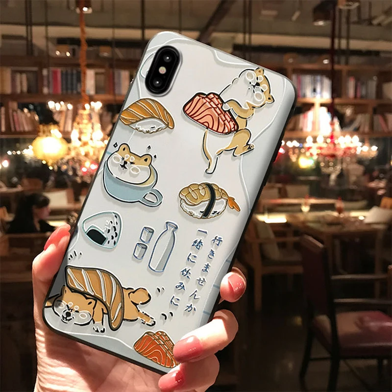 Японский чехол для телефона shaba Inu Sushi для iPhone 11 Pro MAX XS MAX XR 8 7 6 Plus, мягкая задняя крышка из ТПУ для OPPO R15 R17