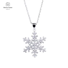 Warme Farben Кристальное ожерелье с подвеской, ювелирные изделия, снежинка, циркон, 925 серебро, свитер, ожерелье с цепочкой для женщин, Рождество