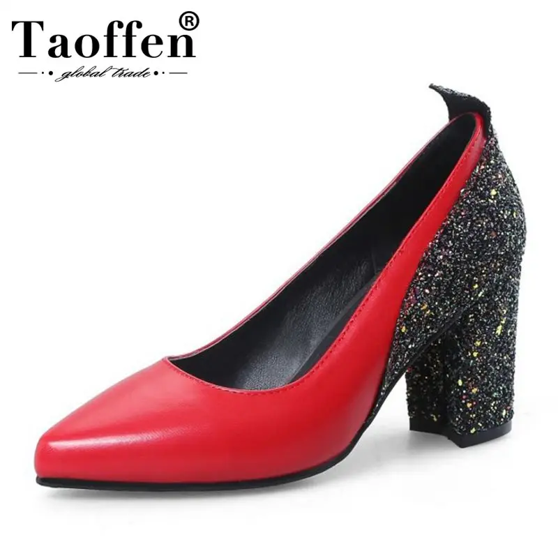

Taoffen Pointed Toe Plus Size 33-48 New 2019 Spring Summer High Heel Shoes Womem Bling Party Wedding Pumps Sexy Ladies Bar Pumps