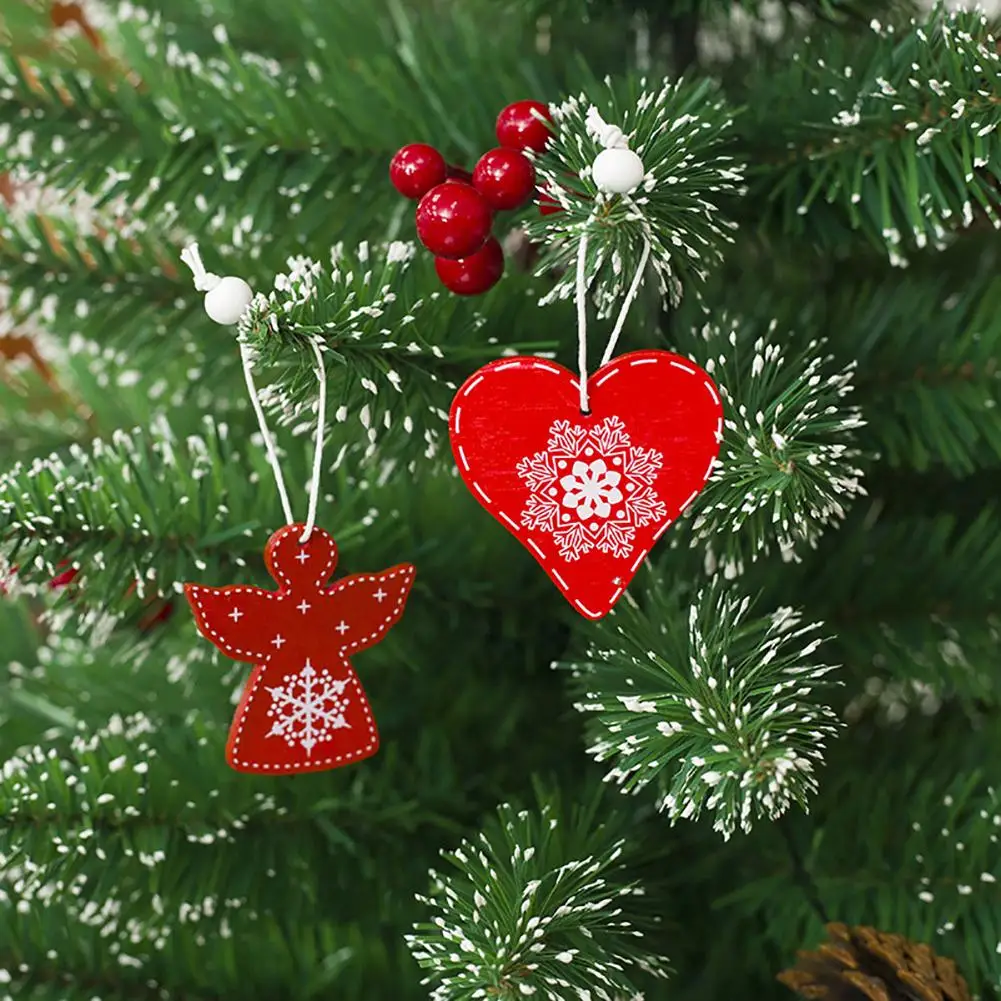 

Wooden Christmas Tree Hanging Ornament Decoration Bells Star Elk Snowflake Set With Box Xmas Pendant