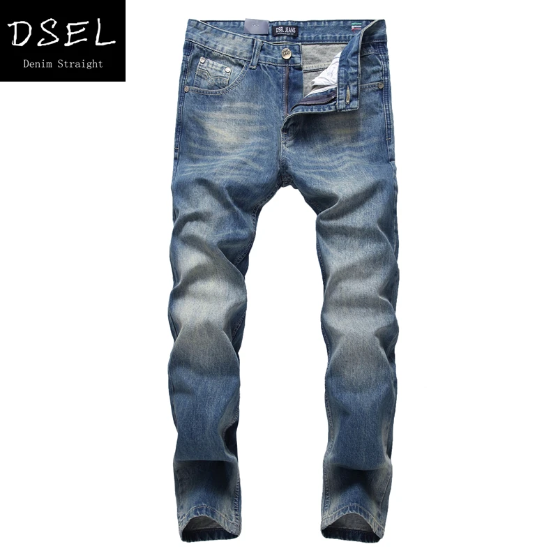

Pure Blue Jeans Men Original Brand Jeans Trousers Regular Mid Stripe Men`s Biker Jeans White Washed Plus Size Denim Jeans KO616